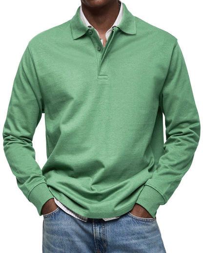 Classic Knit Polo Shirt with Long Sleeves and Rib Cuffs 6