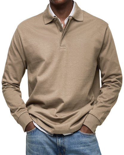 Classic Knit Polo Shirt with Long Sleeves and Rib Cuffs 7