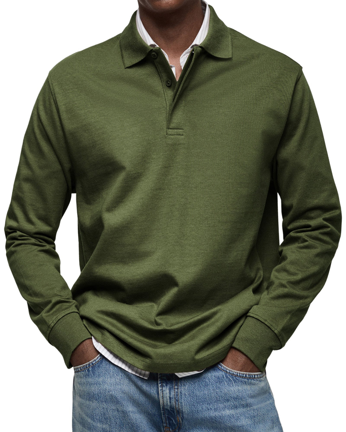 Classic Knit Polo Shirt with Long Sleeves and Rib Cuffs 9