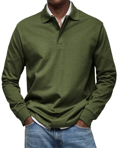 Classic Knit Polo Shirt with Long Sleeves and Rib Cuffs 9