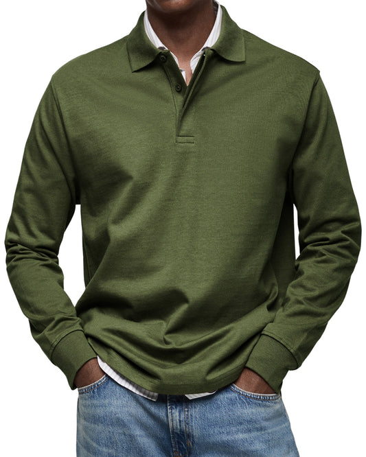 Classic Knit Polo Shirt with Long Sleeves and Rib Cuffs 9
