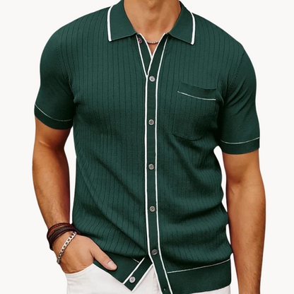 Classic Polyester Polo Shirt with Rib Knit and Button Front 1