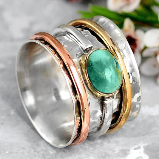 Coco - Vintage Gold and Silver Turquoise Ring 0