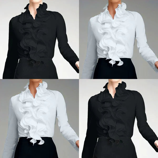 Cora Ruffle Collar Blouse | Women's Long Sleeve Button-Front Shirt 3