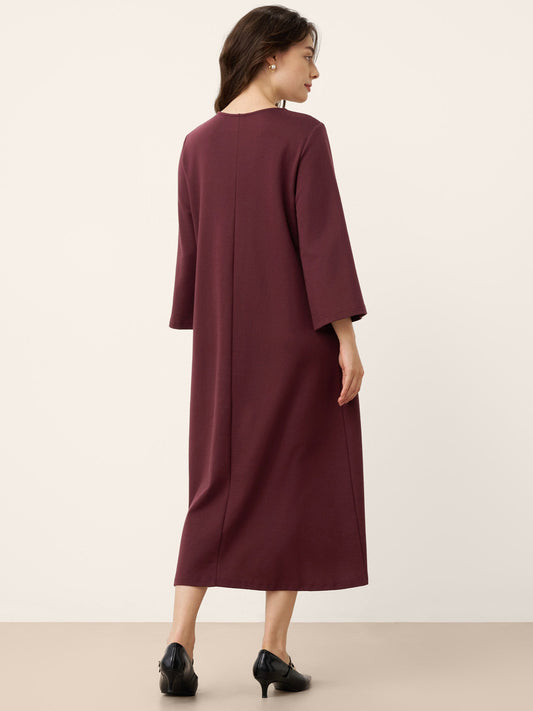 Cotton Asymmetric V-Neck Pleat Maxi Dress BELLATRIX 3