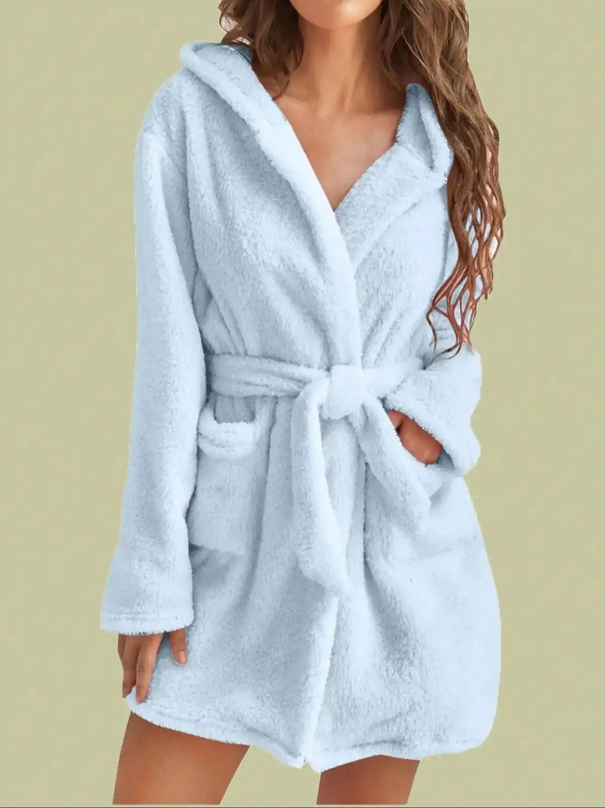 Cozy Comfort | Women's Hooded Fleece Robe with Adjustable Belt | Soft Bathrobe for Warmth in Autumn & Winter 2