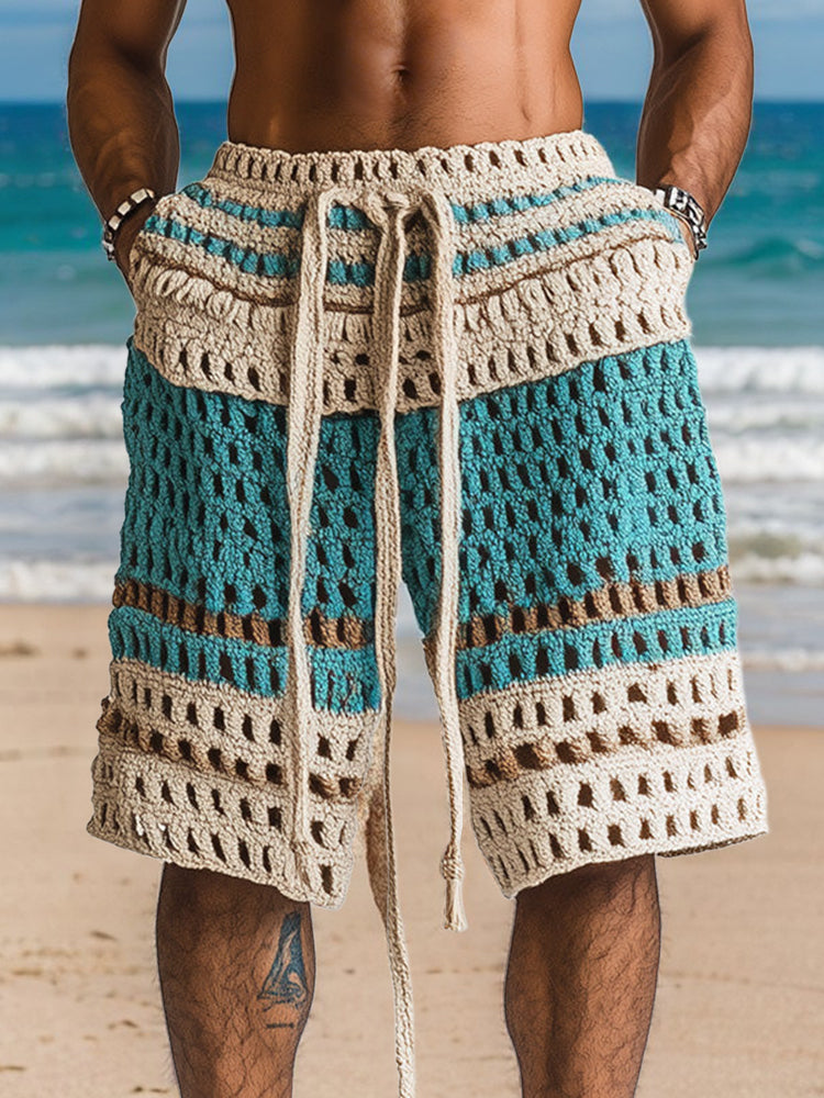 Crochet Knit Drawstring Shorts – Beach Ready Style 1