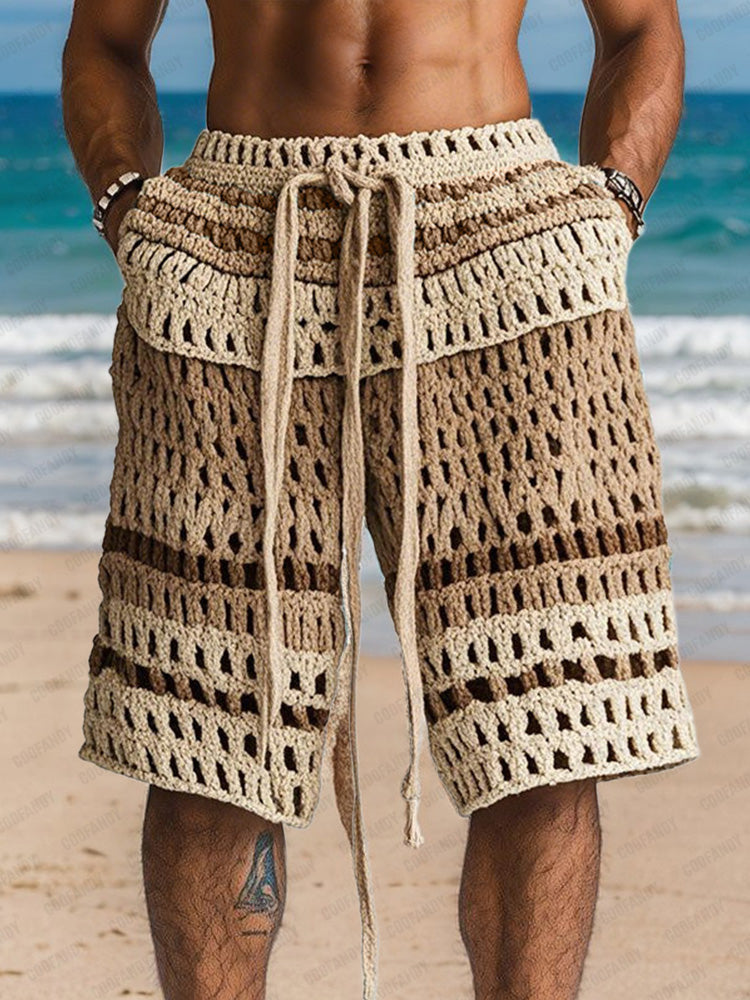 Crochet Knit Drawstring Shorts – Beach Ready Style 3