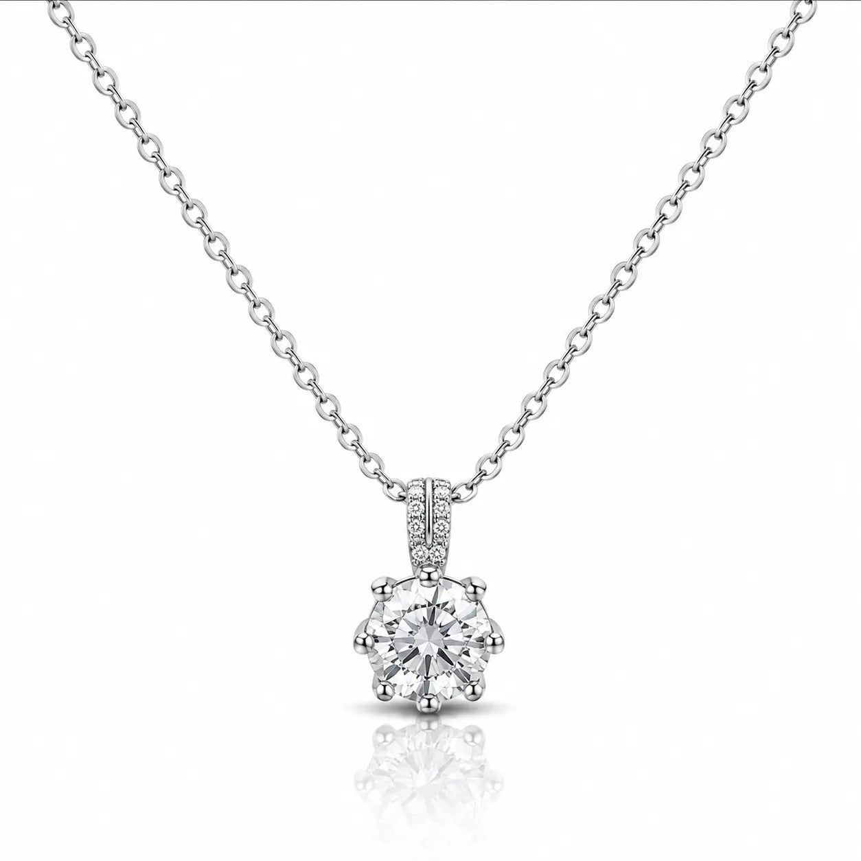 Crystal Clarity Pendant Necklace - Platinum Plated 925 Sterling Silver 0
