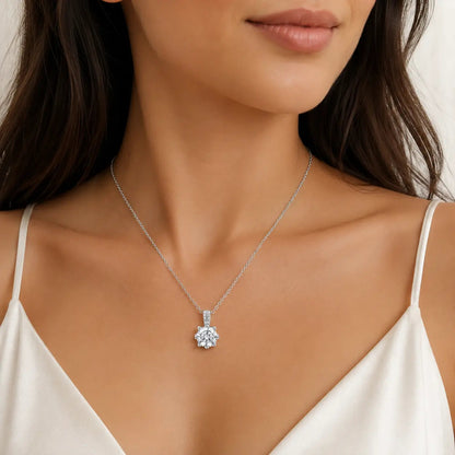 Crystal Clarity Pendant Necklace - Platinum Plated 925 Sterling Silver 1