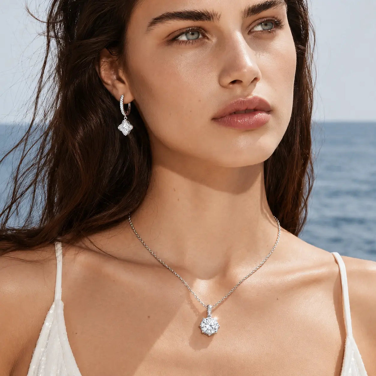 Crystal Clarity Pendant Necklace - Platinum Plated 925 Sterling Silver 2