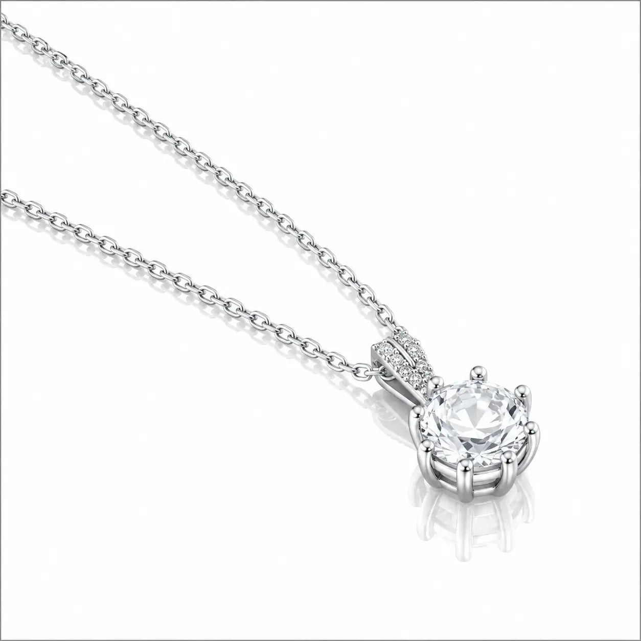 Crystal Clarity Pendant Necklace - Platinum Plated 925 Sterling Silver 4