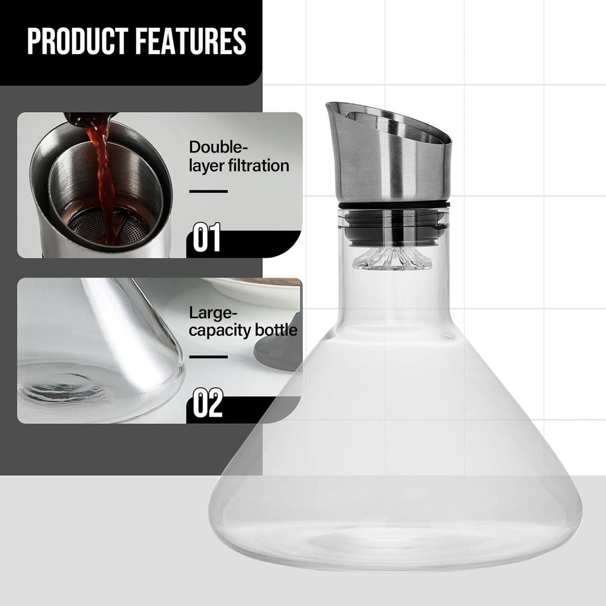 Crystal Glass Wine Decanter Aerator Carafe 1