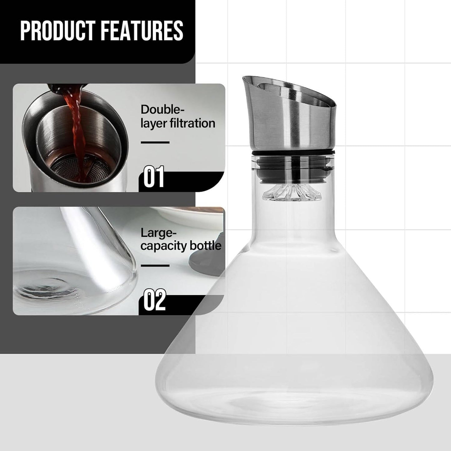 Crystal Glass Wine Decanter Aerator Carafe 1