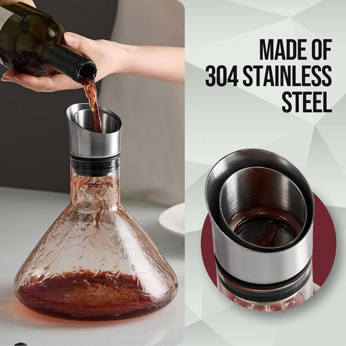 Crystal Glass Wine Decanter Aerator Carafe 3