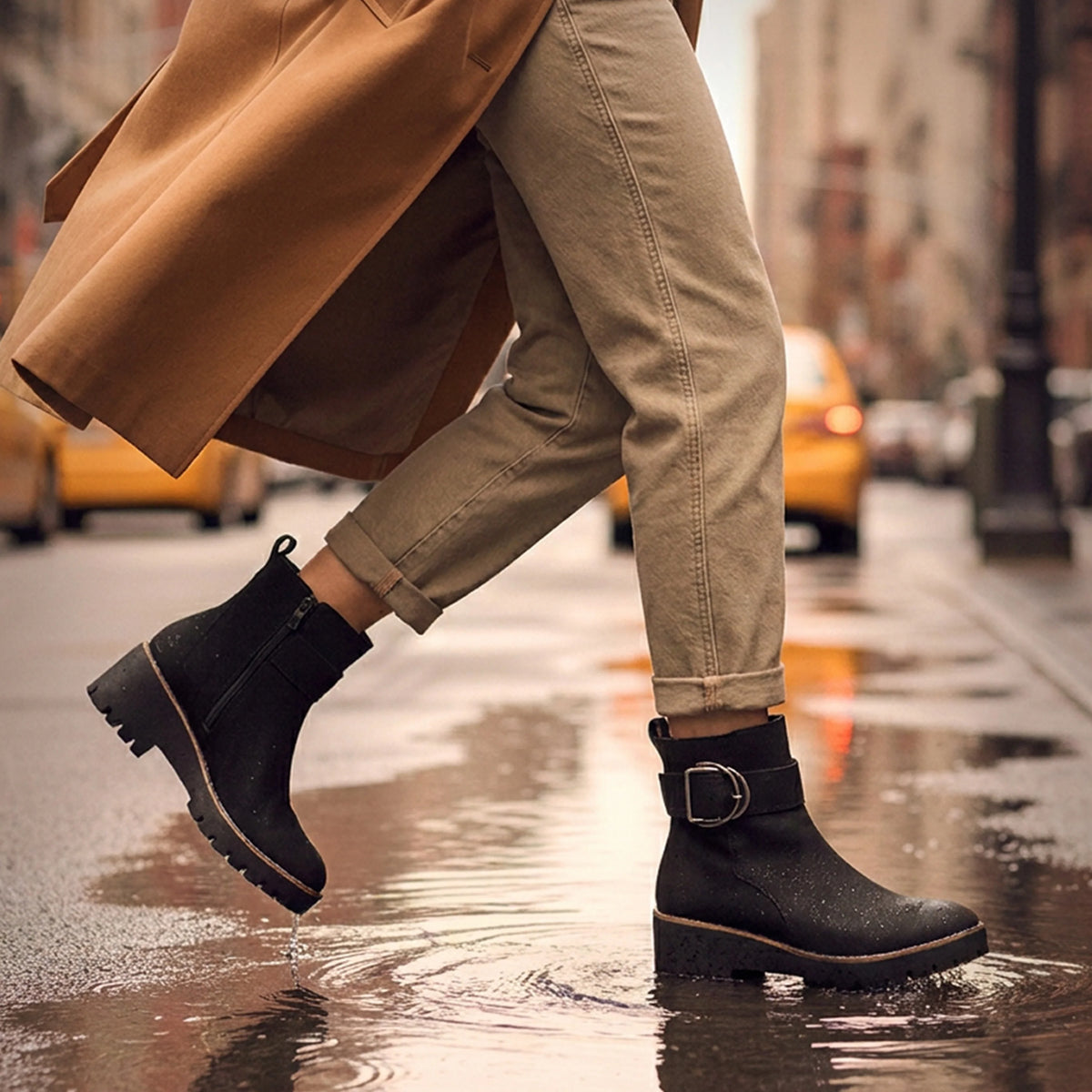 Dara Black Bootie | Waterproof Leather and Suede, Comfortable Heel 4