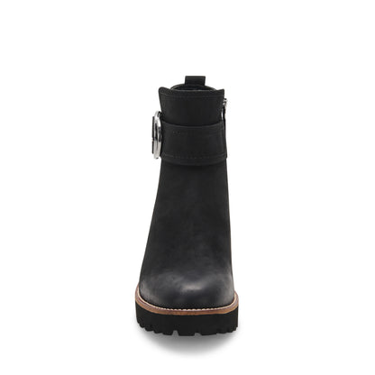 Dara Black Bootie | Waterproof Leather and Suede, Comfortable Heel 8