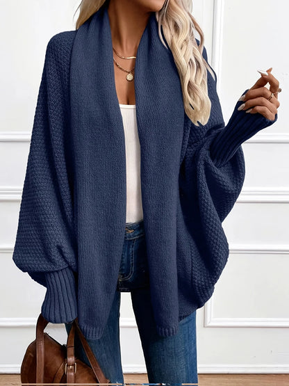 Dara Women's Cardigan | Black Batwing, Draped Shawl Collar, Relaxed Fit 2