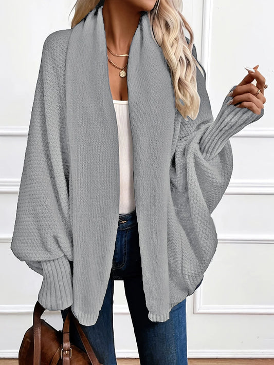 Dara Women's Cardigan | Black Batwing, Draped Shawl Collar, Relaxed Fit 4
