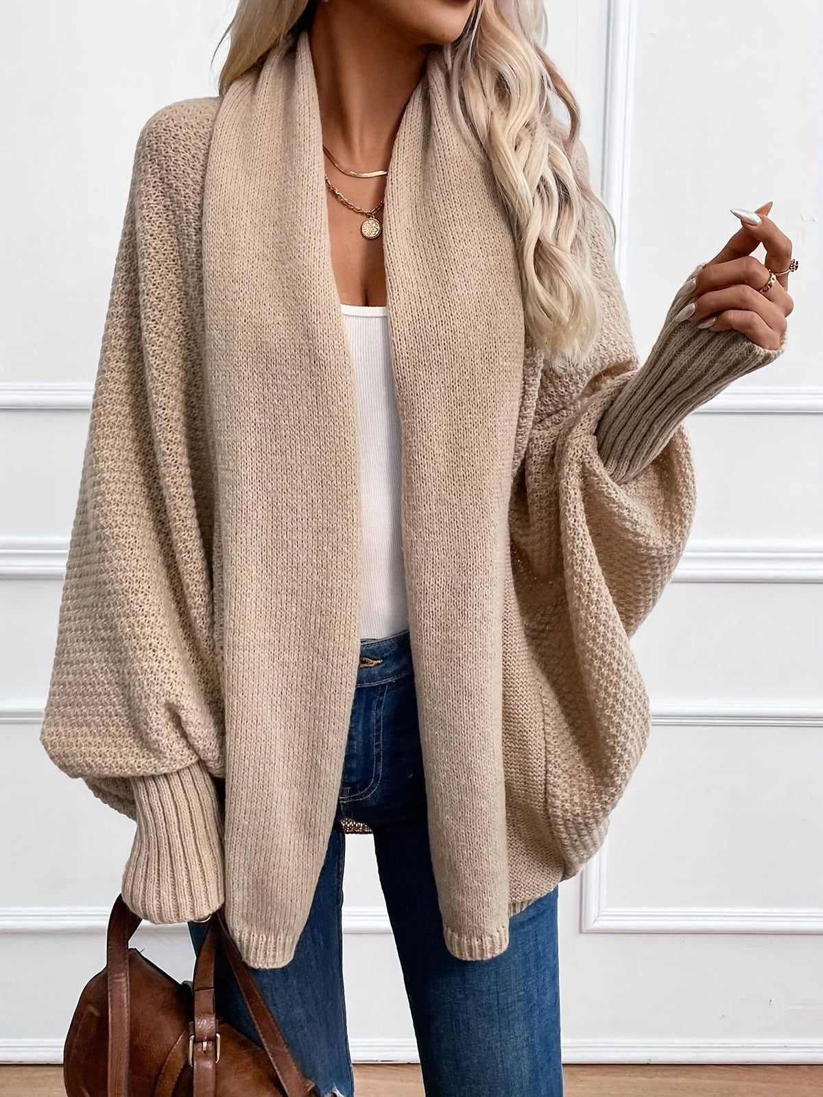 Dara Women's Cardigan | Black Batwing, Draped Shawl Collar, Relaxed Fit 5