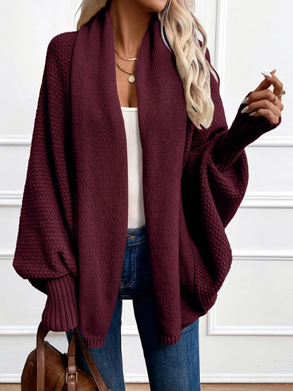 Dara Women's Cardigan | Black Batwing, Draped Shawl Collar, Relaxed Fit 7