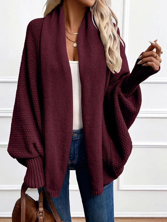 Dara Women's Cardigan | Black Batwing, Draped Shawl Collar, Relaxed Fit 7