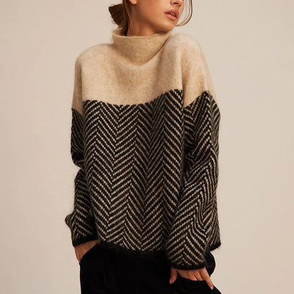 Dara Women's Sweater | Oversized Knitted High Collar, Loose Fit 0