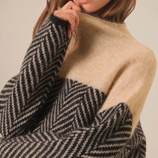 Dara Women's Sweater | Oversized Knitted High Collar, Loose Fit 2