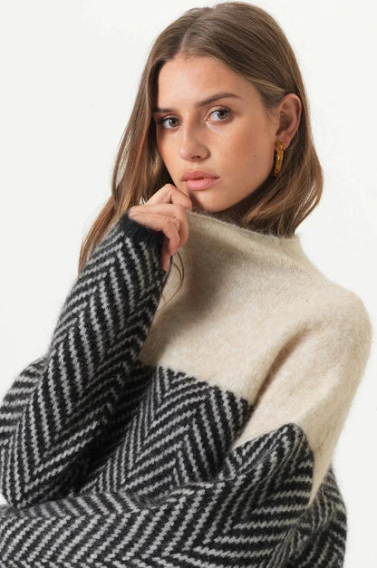 Dara Women's Sweater | Oversized Knitted High Collar, Loose Fit 4