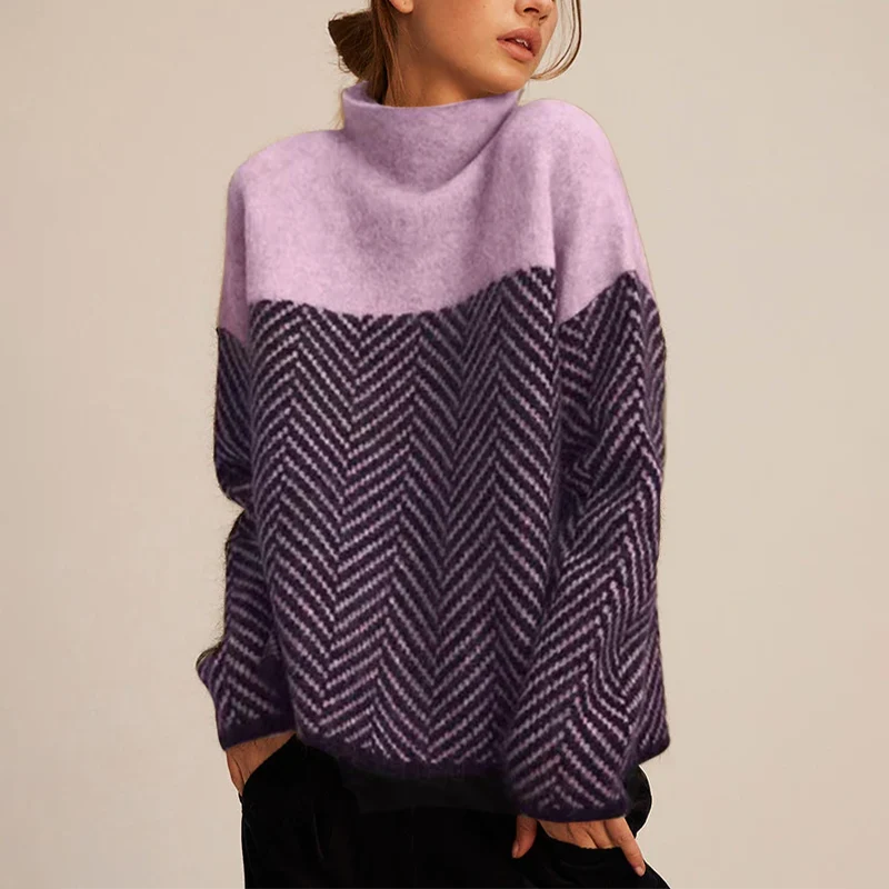Dara Women's Sweater | Oversized Knitted High Collar, Loose Fit 5