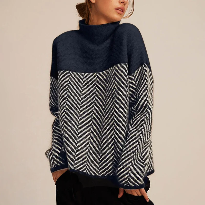 Dara Women's Sweater | Oversized Knitted High Collar, Loose Fit 6