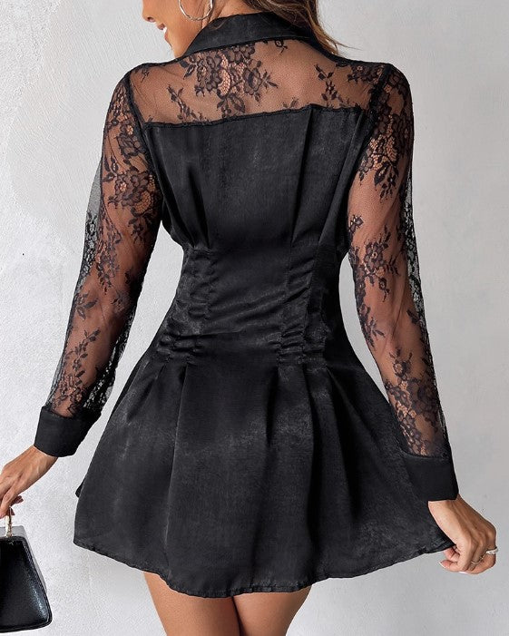 Delilah | Women's Button Front Lace Mini Dress 5