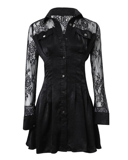 Delilah | Women's Button Front Lace Mini Dress 8