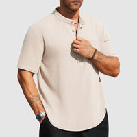 Dennis | Linen-Blend Short Sleeve Henley Shirt 0