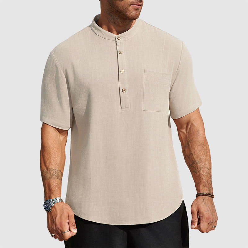 Dennis | Linen-Blend Short Sleeve Henley Shirt 3