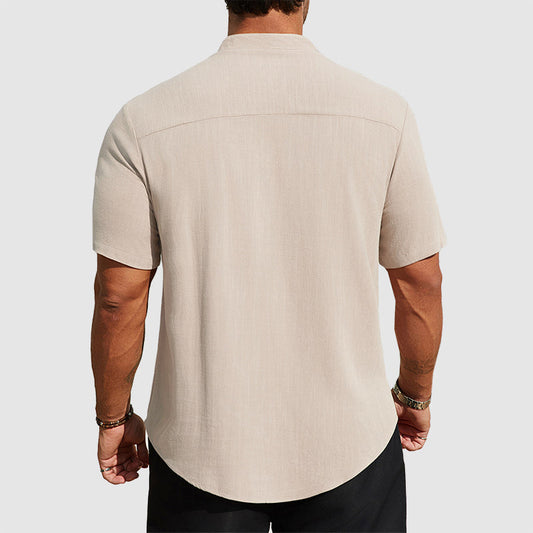 Dennis | Linen-Blend Short Sleeve Henley Shirt 5
