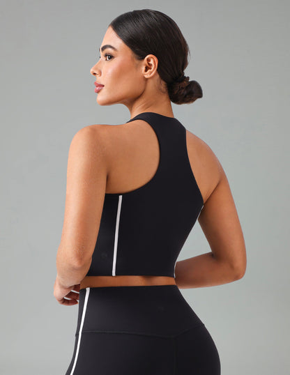 Dreamlux Cropped Racerback Tank Top w/ Contrast Stripes 1