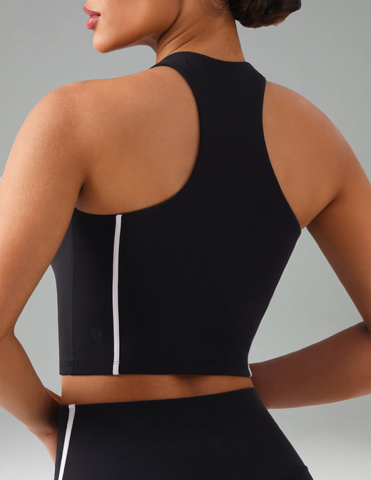 Dreamlux Cropped Racerback Tank Top w/ Contrast Stripes 4