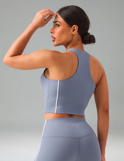 Dreamlux Cropped Racerback Tank Top w/ Contrast Stripes 6