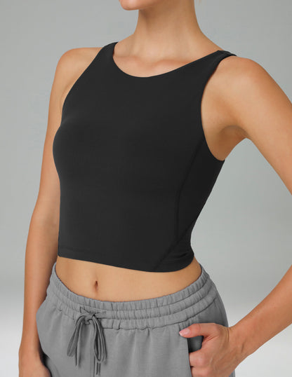 Dreamlux High Neck U-Back Workout Tank Top w/ Removable Padded Cups 0