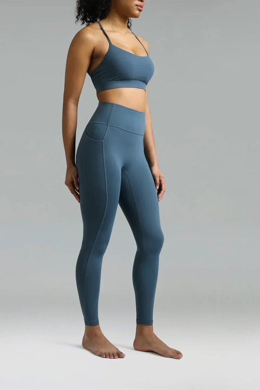 Dreamlux High Waisted No Front Seam 7/8 Workout Legging w/ Pockets 14