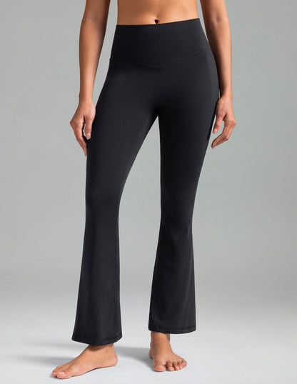 Dreamlux High Waisted No Front Seam Flare Legging w/Pockets 27.5" 1
