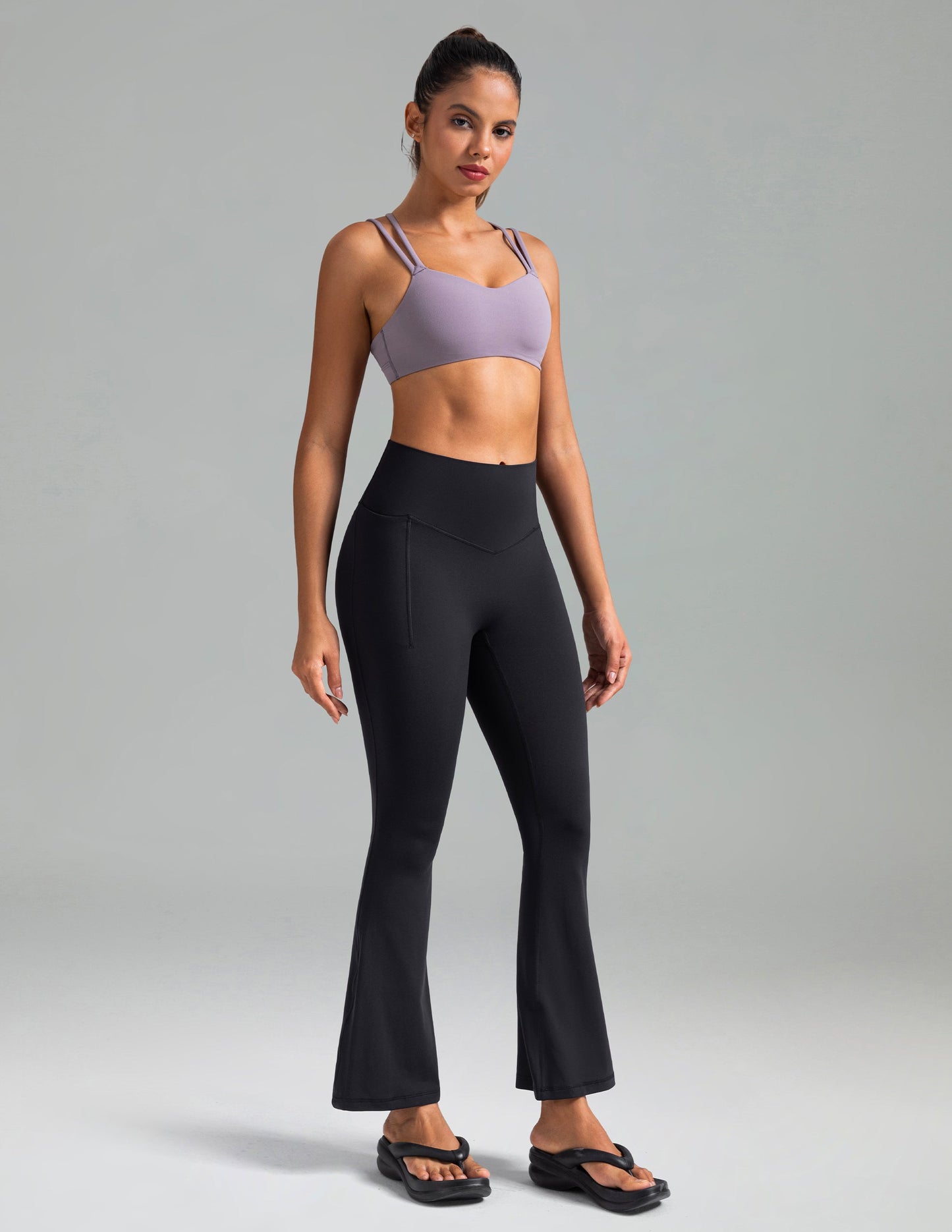 Dreamlux High Waisted No Front Seam Flare Legging w/Pockets 27.5" 2