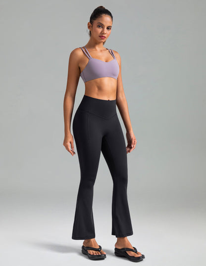 Dreamlux High Waisted No Front Seam Flare Legging w/Pockets 27.5" 2