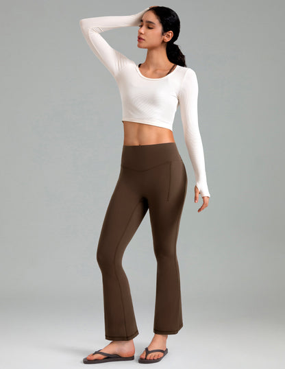 Dreamlux High Waisted No Front Seam Flare Legging w/Pockets 27.5" 8