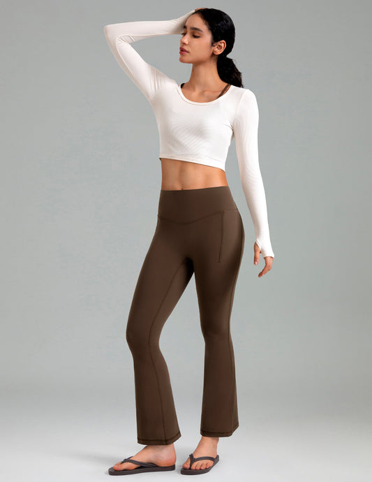 Dreamlux High Waisted No Front Seam Flare Legging w/Pockets 27.5" 8