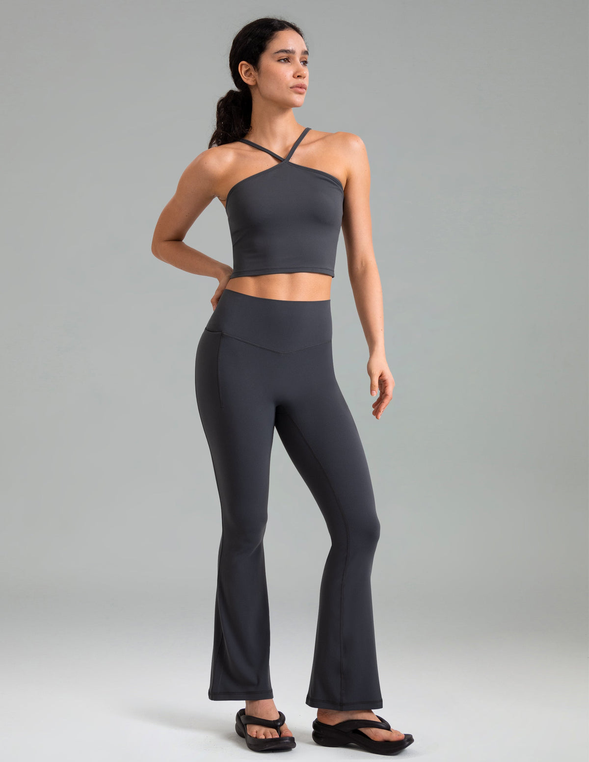 Dreamlux High Waisted No Front Seam Flare Legging w/Pockets 29.5