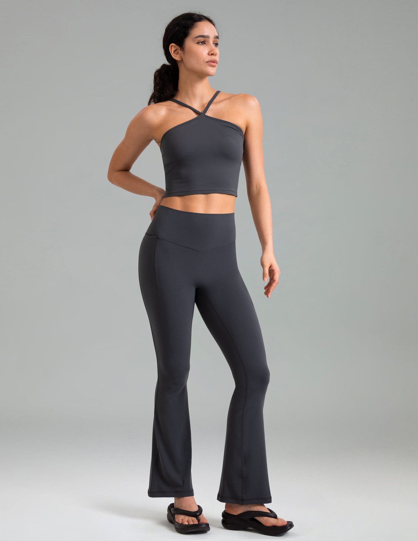 Dreamlux High Waisted No Front Seam Flare Legging w/Pockets 29.5" 1