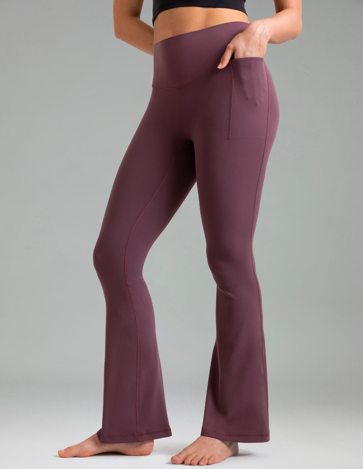 Dreamlux High Waisted No Front Seam Flare Legging w/Pockets 29.5