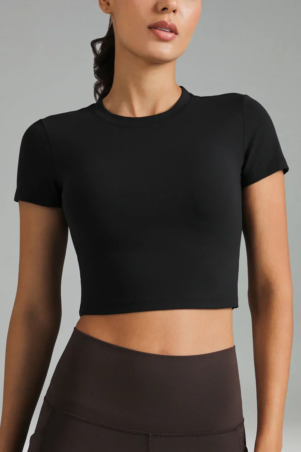 Dreamlux Short Sleeve Cropped Workout Shirt w/ Crisscross Back 0